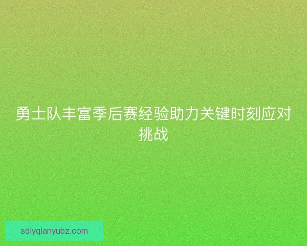 勇士队丰富季后赛经验助力关键时刻应对挑战