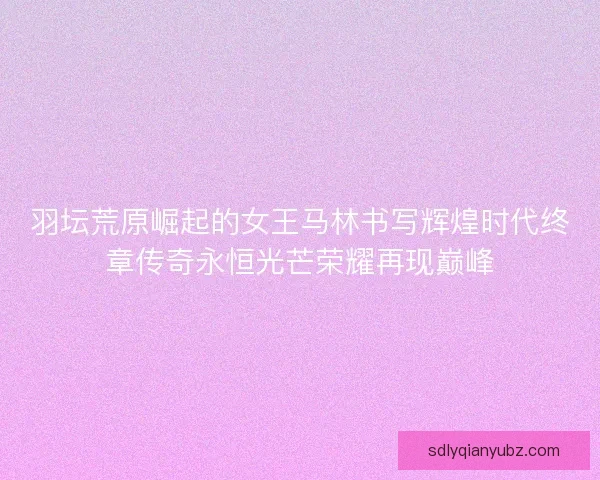羽坛荒原崛起的女王马林书写辉煌时代终章传奇永恒光芒荣耀再现巅峰